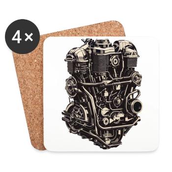 Ingénieur automobile Mécanicien de véhicules à moteur Vintage - Dessous de verre (lot de 4) - blanc - Devant