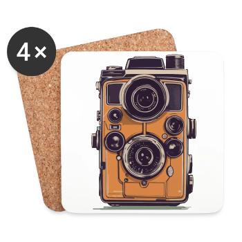 Vintage Photo Camera Aesthetic Retro Camera - Coasters (set of 4) - white - Front