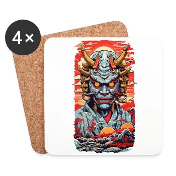Aesthetics Yokai Oni Ukiyo-E Japanese Demon Style - Coasters (set of 4) - white - Front