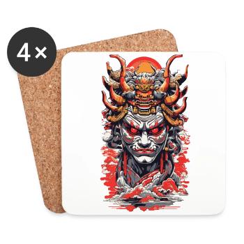 Ästhetische Yokai Japanischer Dämon Streetwear - Untersetzer (4er-Set) - Weiß - Vorne