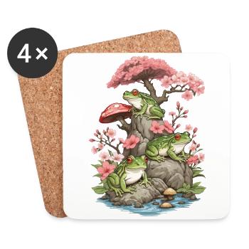 Goblincore Streetwear Aesthetic Vintage Frog - Coasters (set of 4) - white - Front