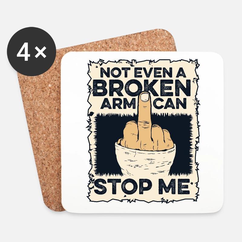 Nicht einmal ein gebrochener Arm kann meinen gebrochenen Knochen stoppen - Untersetzer (4er-Set) - Weiß