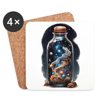 Weltall in Flasche Boho Style Bohemian Streetwear - Untersetzer (4er-Set) - Weiß - Vorne