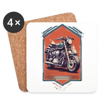 Motorrad Biker Streetwear Retro Vintage Ästhetisch - Untersetzer (4er-Set) - Weiß - Vorne