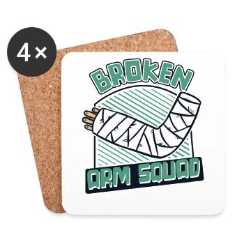 Gebrochener Arm Squad Gebrochener Arm Bein Gebrochener Knochenknochen - Untersetzer (4er-Set) - Weiß - Vorne