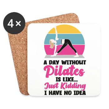 Instructeur de Pilates Professeur Retro A - Dessous de verre (lot de 4) - blanc - Devant