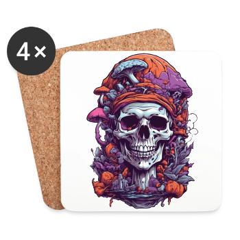 Psychedelic Art Skull Forest Mushrooms Music Festival - Coasters (set of 4) - white - Front