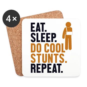 Manger, dormir, faire des cascades cool, répéter, doigt cassé - Dessous de verre (lot de 4) - blanc - Devant