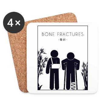 Fractures osseuses Chinois Hanzi Os cassé Os - Dessous de verre (lot de 4) - blanc - Devant