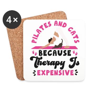 Pilates Instructor Teacher Cat - Coasters (set of 4) - white - Front