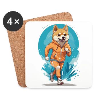 Running Shiba Dog Thrills Jogger - Dessous de verre (lot de 4) - blanc - Devant