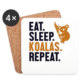 Eat Sleep Koalas Repeat Koalabear Eucalyptus - Coasters (set of 4) - white - Front