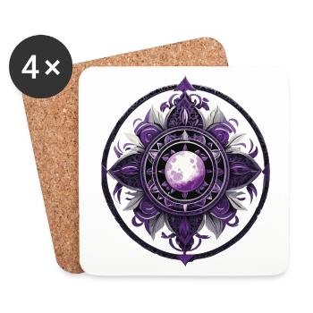 Moon Mandala Design Aesthetic Spiritual - Coasters (set of 4) - white - Front