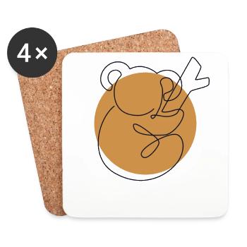 Lineart Koalabear Eucalyptus Phascolarctos - Coasters (set of 4) - white - Front