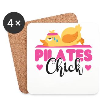 Pilates Instructor Teacher Chicken - Coasters (set of 4) - white - Front