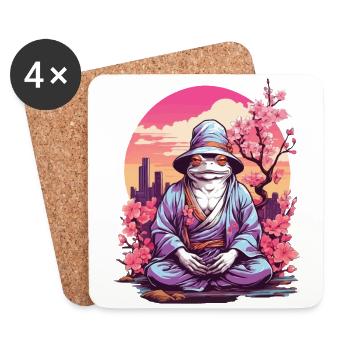 Asia Frog Streetwear Aesthetic Design - Coasters (set of 4) - white - Front