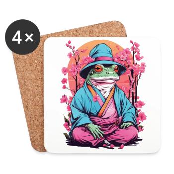 Asian Frog Streetwear Aesthetic Vintage - Coasters (set of 4) - white - Front
