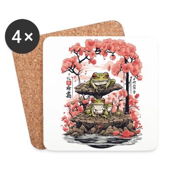 Frosch Streetwear Aesthetic Vintage Design - Untersetzer (4er-Set) - Weiß - Vorne