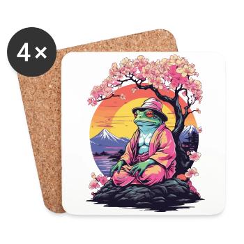 Frog Streetwear Aesthetic Vintage - Coasters (set of 4) - white - Front