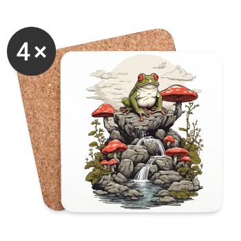 Goblincore Frog Streetwear Aesthetic Vintage - Coasters (set of 4) - white - Front