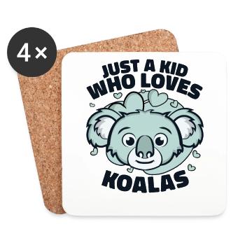 Nur ein Kind, das Koalas liebt Koalabär Eukalyptus - Untersetzer (4er-Set) - Weiß - Vorne