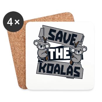 Sauvez les Koalas Koalabear Amoureux de l’eucalyptus Koala - Dessous de verre (lot de 4) - blanc - Devant