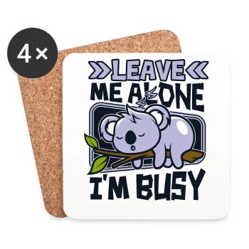 Leave Me Alone I'm Busy Koalabear Eucalyptus - Coasters (set of 4) - white - Front