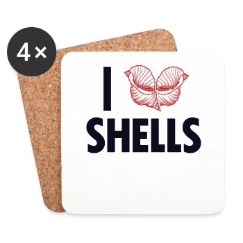 I love Shells Shell Shelling Bag Hunter Seashell - Coasters (set of 4) - white - Front