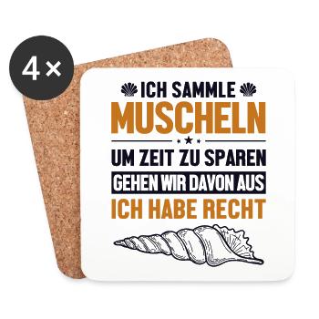 Muscheln haben immer Recht Shell Hunter Seashell - Untersetzer (4er-Set) - Weiß - Vorne