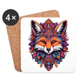 Spiritual Mandala Fox Dream Catcher Design - Coasters (set of 4) - white - Front