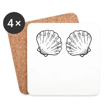 Seashell Bra BH Shell Shelling Bag Seashell - Coasters (set of 4) - white - Front