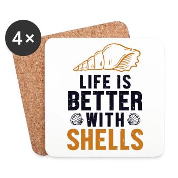 Life is Better with Shells Shell Hunter Seashell - Coasters (set of 4) - white - Front