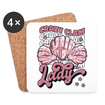 Crazy Clam Lady Bivalvia Shell Hunter Coquillage - Dessous de verre (lot de 4) - blanc - Devant