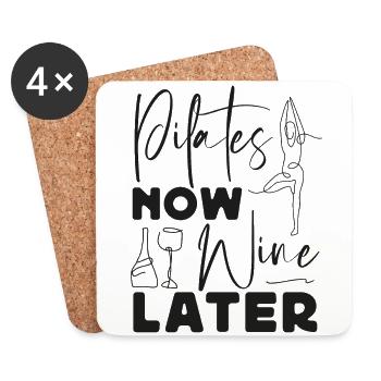 Instructeur de Pilates Professeur de vin - Dessous de verre (lot de 4) - blanc - Devant