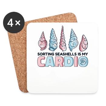 Trier les coquillages, c’est mon coquillage cardio bivalvia - Dessous de verre (lot de 4) - blanc - Devant