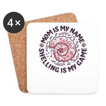 Mom Is My Name Shelling Is My Game Shell Seashell - Coasters (set of 4) - white - Front