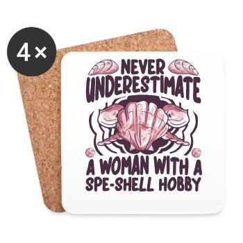 Unterschätze niemals eine Frau mit Speshell-Hobby - Untersetzer (4er-Set) - Weiß - Vorne