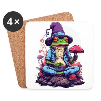 Magic Frog Psychedelic Art Forest Mushrooms - Coasters (set of 4) - white - Front