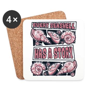 Chaque coquillage a une histoire Coquillage chasseur de coquillages - Dessous de verre (lot de 4) - blanc - Devant