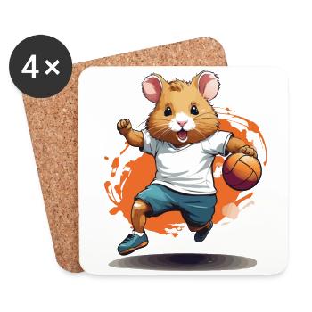 Streetwear mignon de joueur de handball de hamster - Dessous de verre (lot de 4) - blanc - Devant