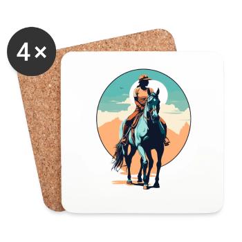 Aesthetic Horses Iconic Design Riders - Coasters (set of 4) - white - Front