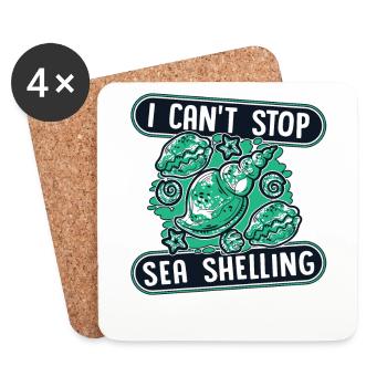 I Can't Stop Sea Shelling Shell Bivalvia Seashell - Coasters (set of 4) - white - Front
