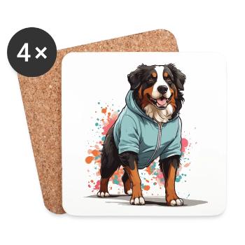Border Collie Streetwear Jogging Style Esthétique - Dessous de verre (lot de 4) - blanc - Devant