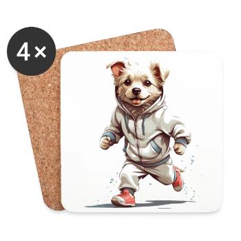 Dog Streetwear Jogging Aesthetic Fitness Style - Coasters (set of 4) - white - Front