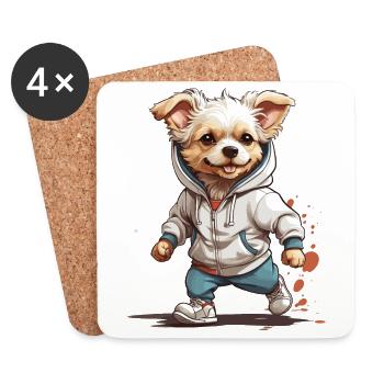 Dog Streetwear Jogging Aesthetic Fitness Style - Coasters (set of 4) - white - Front
