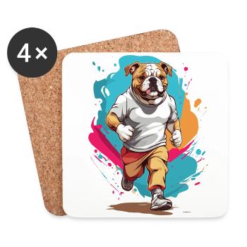 Bulldog Streetwear Jogging Aesthetic Fitness - Coasters (set of 4) - white - Front