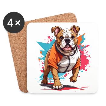 Bulldog Streetwear Jogging Aesthetic Fitness - Coasters (set of 4) - white - Front