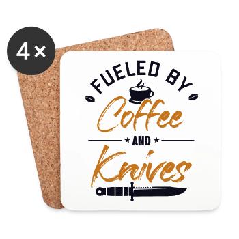 Fueled by Coffee and Knives Butcher Knife Knife - Coasters (set of 4) - white - Front