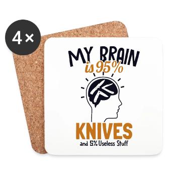 My Brain is 95% Knives Butcher Knife Lover Knife - Coasters (set of 4) - white - Front