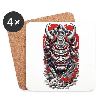 Esthétique Yokai Oni Démon Japonais Ukiyo-E - Dessous de verre (lot de 4) - blanc - Devant